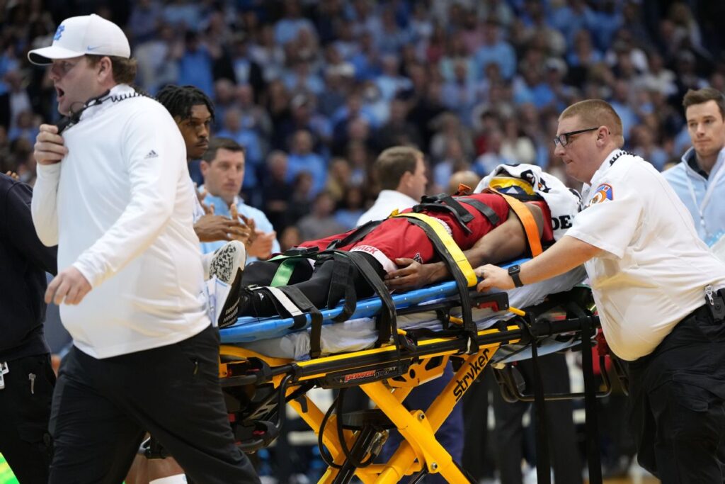 NC State’s Smith taken to hospital after UNC foul