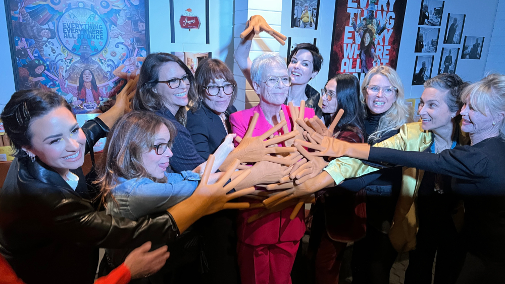 Demi Lovato, Melanie Griffith and Tiffany Haddish Celebrate Jamie Lee Curtis With Hot Dog Fingers