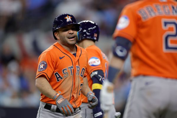 Altuve, in 100th playoff game, sparks Astros in G4