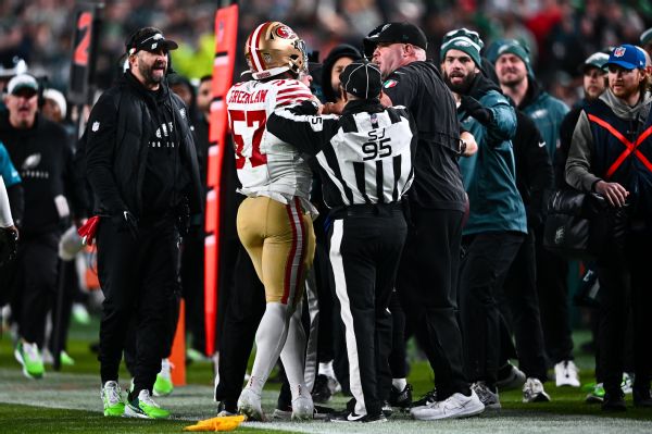 SF’s Greenlaw, Eagles staffer exchange apologies